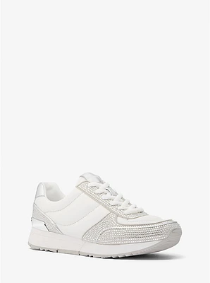 Andi Embellished Quilted Leather and Metallic Trainer