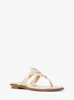 Aubrey Cutout Metallic Leather T-Strap Sandal