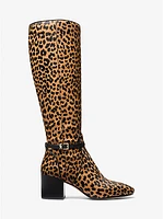 Ella Leopard Print Calf Hair Block Heel Boot