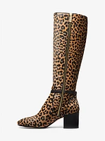 Ella Leopard Print Calf Hair Block Heel Boot