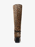 Ella Leopard Print Calf Hair Block Heel Boot
