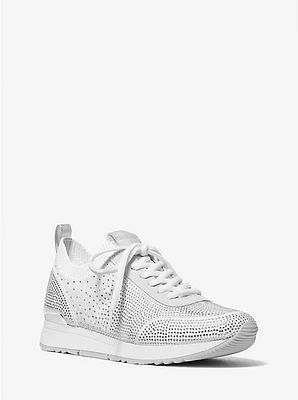 Jenkins Crystal Embellished Metallic Stretch Knit Trainer