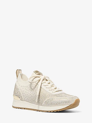 Jenkins Crystal Embellished Metallic Stretch Knit Trainer