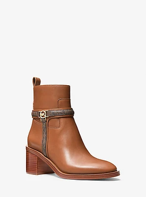 Mindy Leather and Signature Logo Trim Ankle Boot