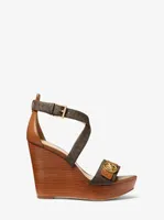 Carmen Logo and Faux Leather Wedge Sandal