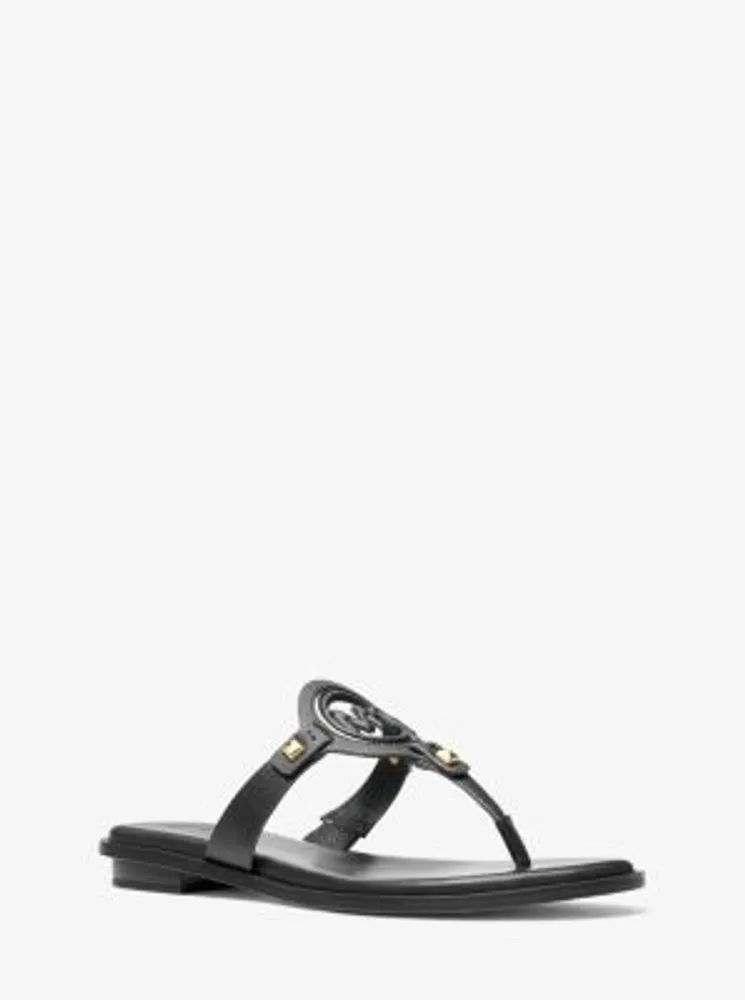 Aubrey Cutout Leather T-Strap Sandal