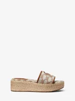 Sadler Logo Jacquard and Jute Wedge Sandal