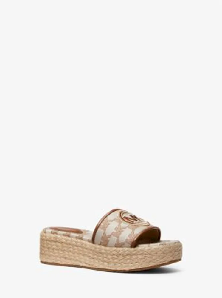 Sadler Logo Jacquard and Jute Wedge Sandal