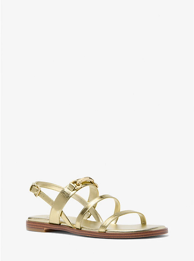 Carson Crackled Metallic Leather Sandal