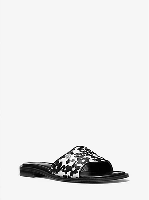 Hannah Sequined Floral Print Slide Sandal