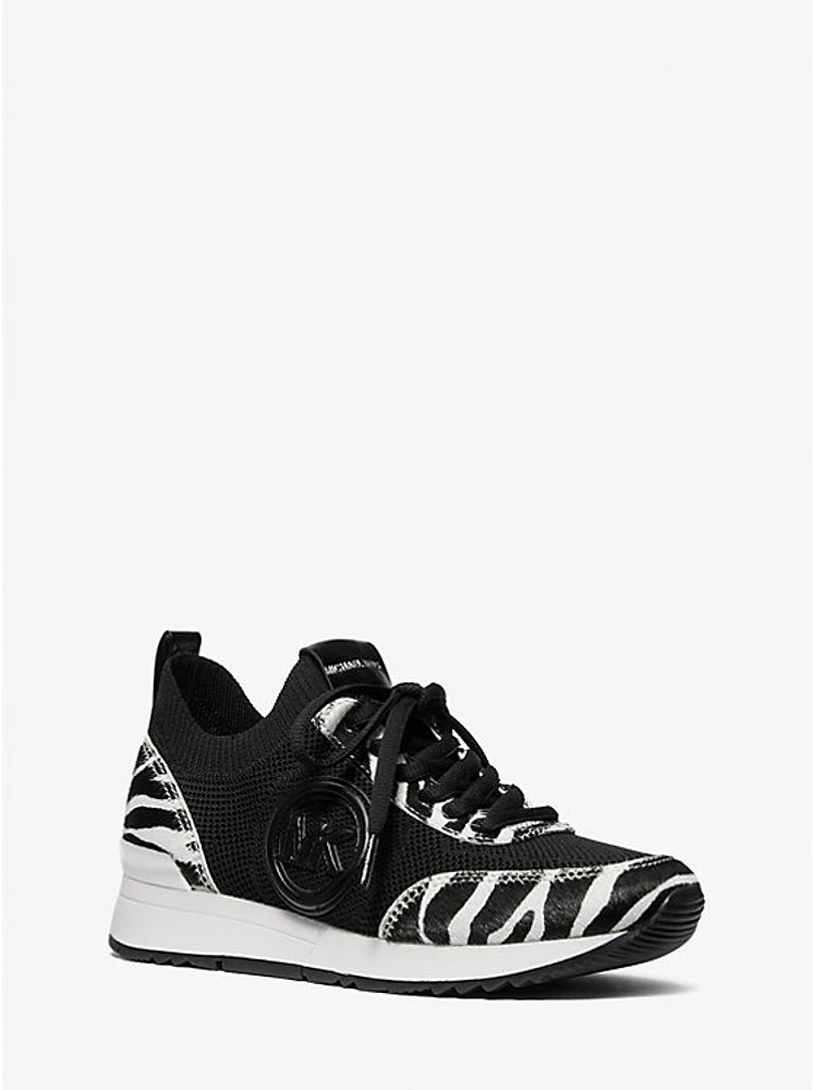 Jenkins Stretch Knit and Faux Zebra Print Calf Hair Trainer