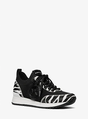Jenkins Stretch Knit and Faux Zebra Print Calf Hair Trainer