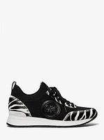 Jenkins Stretch Knit and Faux Zebra Print Calf Hair Trainer