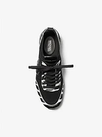 Jenkins Stretch Knit and Faux Zebra Print Calf Hair Trainer