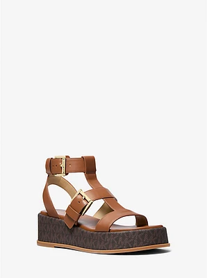 Selah Leather and Signature Logo Platform Gladiator Sandal