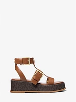 Selah Leather and Signature Logo Platform Gladiator Sandal