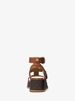Selah Leather and Signature Logo Platform Gladiator Sandal