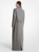 Wool Melton Paillette-Lined Maxi Coat