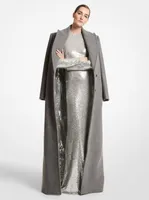 Wool Melton Paillette-Lined Maxi Coat