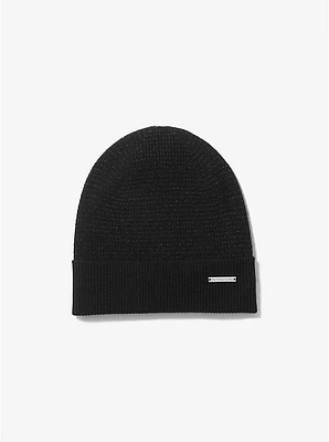 Metallic Wool Blend Beanie Hat