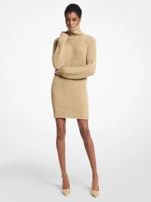 Shaker Knit Cashmere Turtleneck Dress