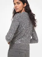 Sequined Tweed Crewneck Sweater