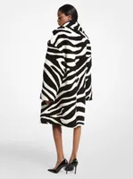 Zebra Intarsia Shearling Coat