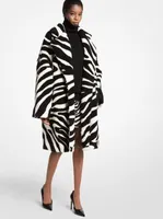 Zebra Intarsia Shearling Coat