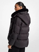 Quilted Puffer Jacket With Faux Fur Collar