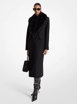 Faux Fur Collar Wool Blend Coat