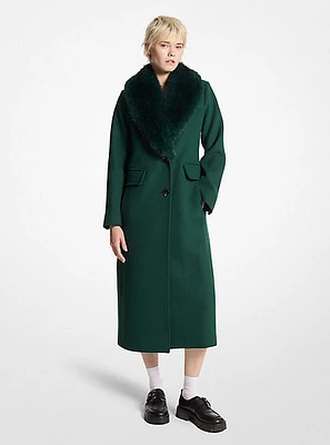 Faux Fur Collar Wool Blend Coat