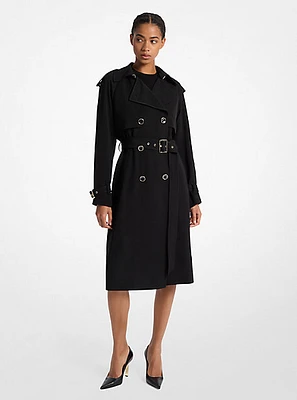 Draped Woven Trench Coat