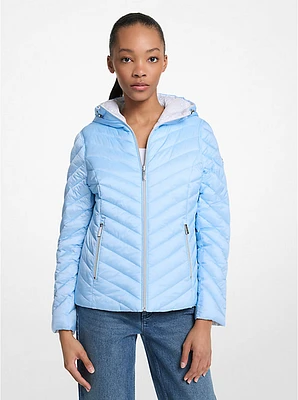 Chevron Logo Print Quilted Nylon Reversible  Jacket