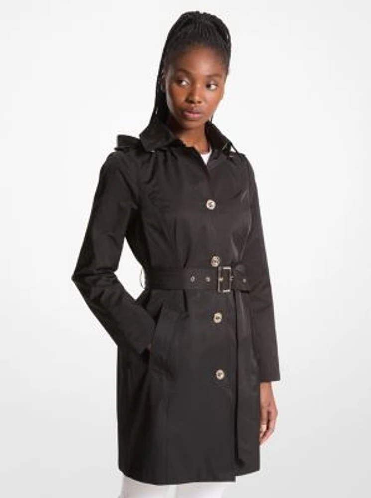 Cotton Blend Hooded Trench Coat