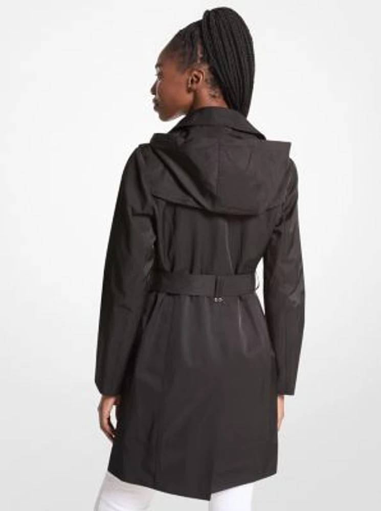 Cotton Blend Hooded Trench Coat