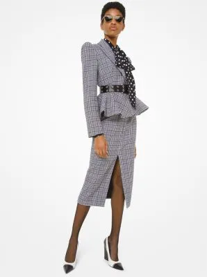 Glen Plaid Wool Peplum Jacket