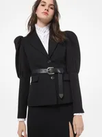 Wool Gabardine Puff-Shoulder Jacket