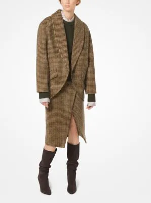 Houndstooth Shetland Wool Cocoon Jacket