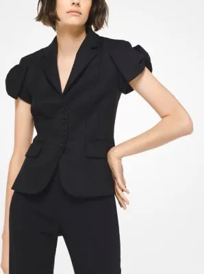 Satin and Wool Broadcloth Bow Jacket