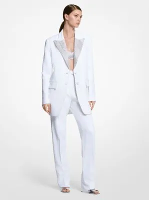 Hand-Embroidered Crystal Double Crepe Sablé Blazer