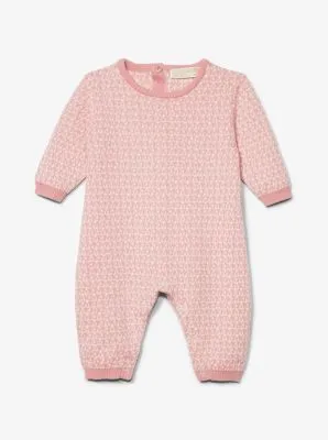 Logo Jacquard Cotton Baby Onesie