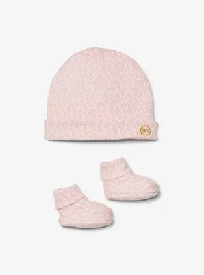 Logo Cotton Hat and Booties Baby Gift Set