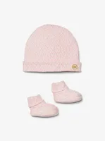 Logo Cotton Hat and Booties Baby Gift Set