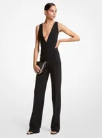 Stretch Pebble Crepe Plunge Jumpsuit