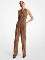 Glen Plaid Stretch Flannel Halter Jumpsuit