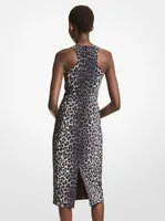 Leopard Print Stretch Cady Racerback Sheath Dress