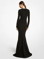 Stretch Wool Fishtail Gown