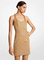 Metallic Double-Knit Jersey Racerback Dress