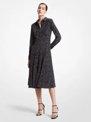 Python Silk Crepe De Chine Shirtdress