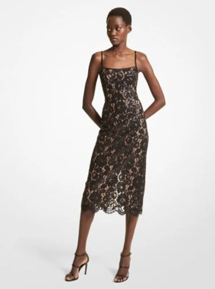 Hand-Embroidered Floral Lace Slip Dress